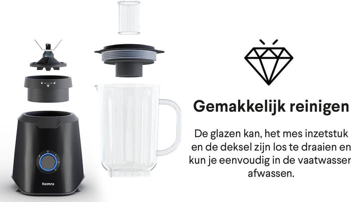 Homra blender - 1500 ml - zwart