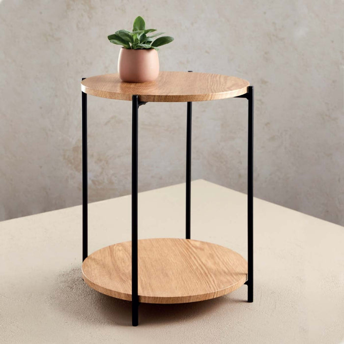 Lisomme Lina houten bijzettafel naturel - Ø 40 cm