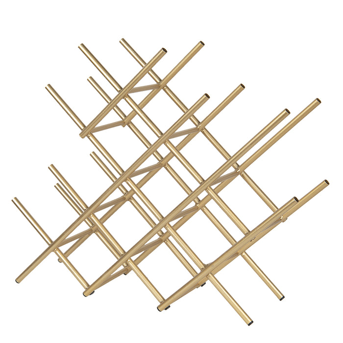 Clayre & Eef Wijnrek 47x14x40 cm Goudkleurig Ijzer Flessenrek