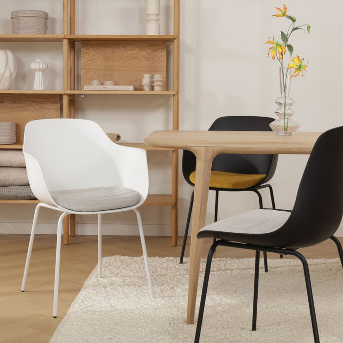 Nolon Nora-Liz Eetkamerstoel Wit - Beige Kussen - Witte Poten