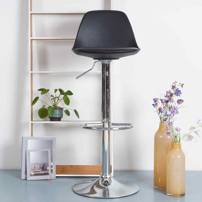 Essence Fuerta draaibare barkruk zwart - chroom onderstel