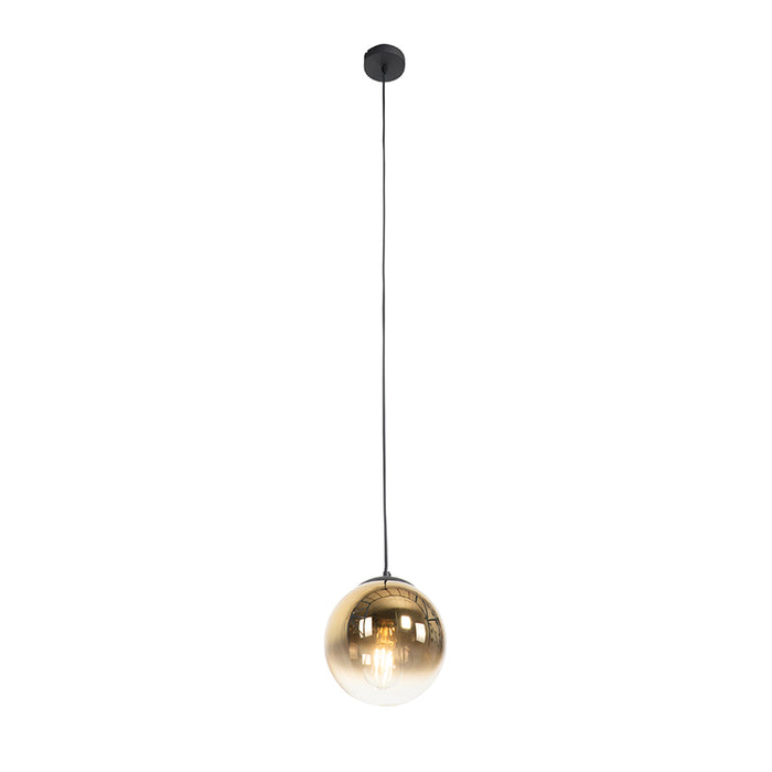 QAZQA Art deco hanglamp zwart met goud glas 20 cm - Pallon