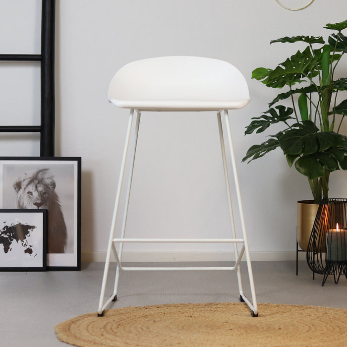 Livin24 Scandinavische Barkruk Ellen wit 66cm - Barkrukken set van 2