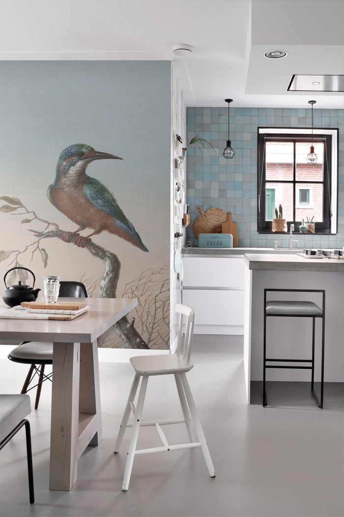 ESTAhome fotobehang ijsvogel op tak avondrood - 1,86 x 2,79 m - 158888