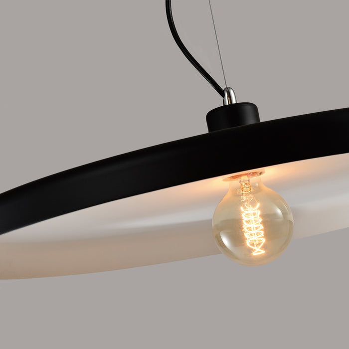 QUVIO Hanglamp rond zwart met witte binnenkant - QUV5073L-BLACK|WHITE