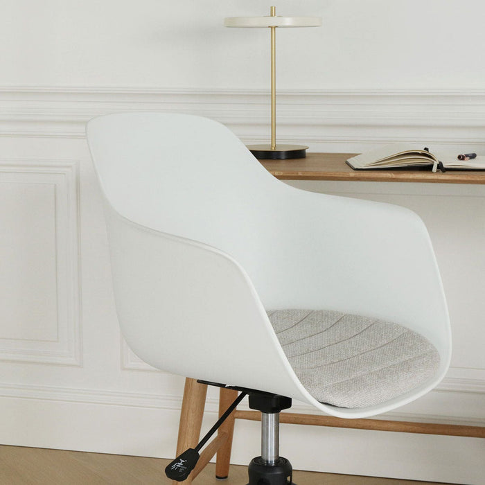 Nolon Nout-Liz Bureaustoel Wit - Beige Kussen - Zwart Onderstel