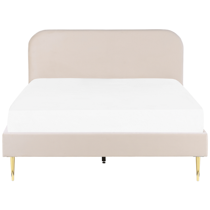 Beliani - FLAYAT - Tweepersoonsbed - Beige - 180 x 200 cm - Fluweel