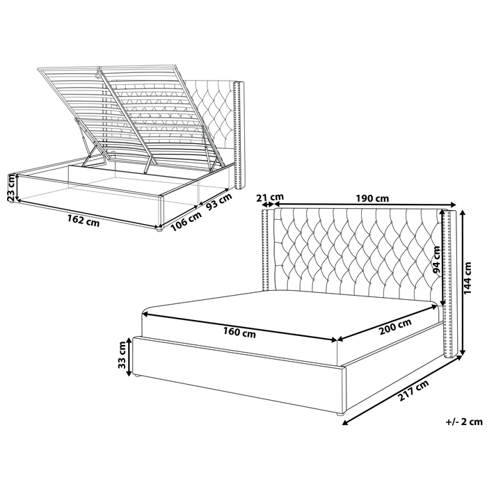 Beliani-LUBBON -Bed met opbergruimte-Pastelroze-160 x 200 cm-Fluweel