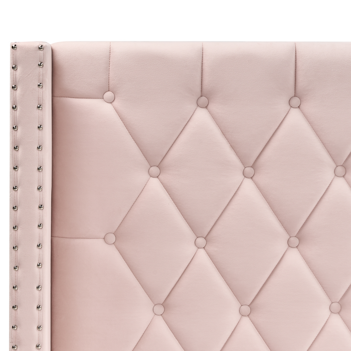 Beliani-LUBBON -Bed met opbergruimte-Pastelroze-160 x 200 cm-Fluweel