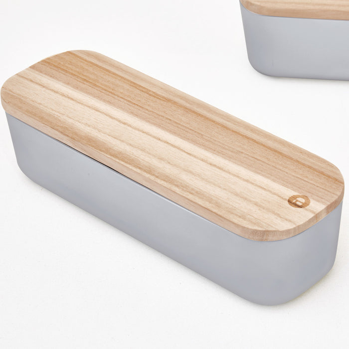 iDesign - Opbergbox met Deksel, Large, 9 x 36.5 x 6 cm, Gerecycled Kun