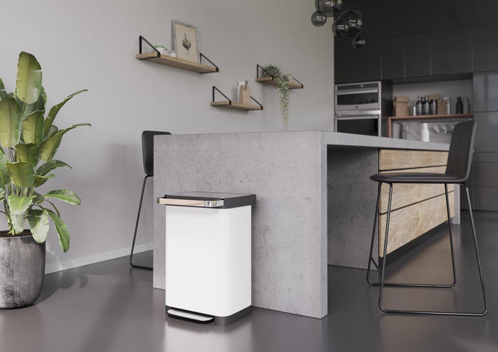 Homra Pullix prullenbak met pedaal - 50 liter - Wit