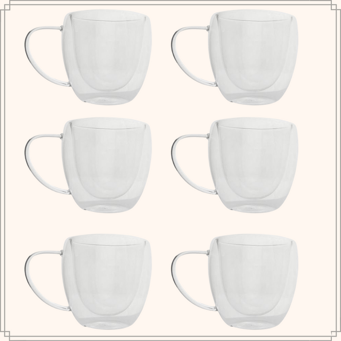 OTIX Dubbelwandige Glazen Koffietassen Koffieglazen Met Oor 6 stuks...