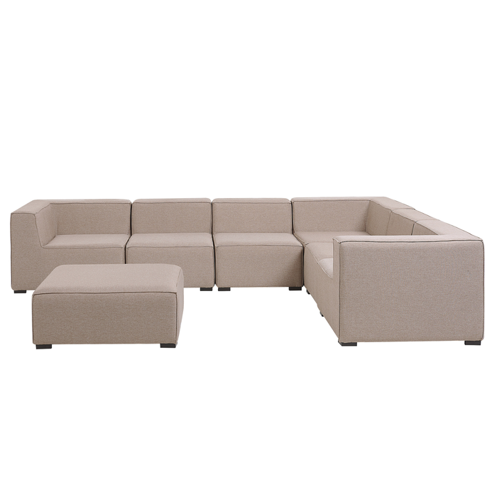 Beliani - AREZZO - Loungeset voor 7 Rechtszijdig - Beige - Polyester