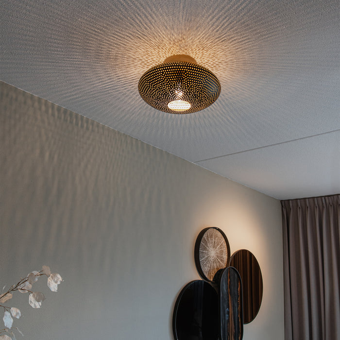 QAZQA Oosterse plafondlamp zwart met goud 40 cm - Radiance