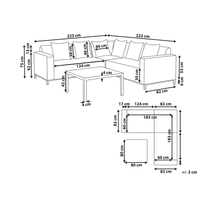 Beliani - BELIZE - Loungeset voor 5 - Beige - Polyester