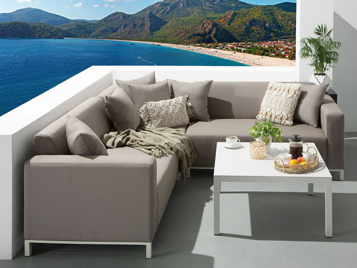 Beliani - BELIZE - Loungeset voor 5 - Beige - Polyester