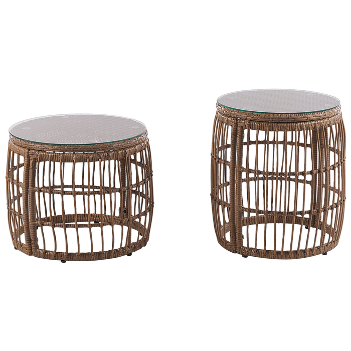 Beliani - RAVELLO - Loungeset voor 4 - Natuurlijk - PE rotan