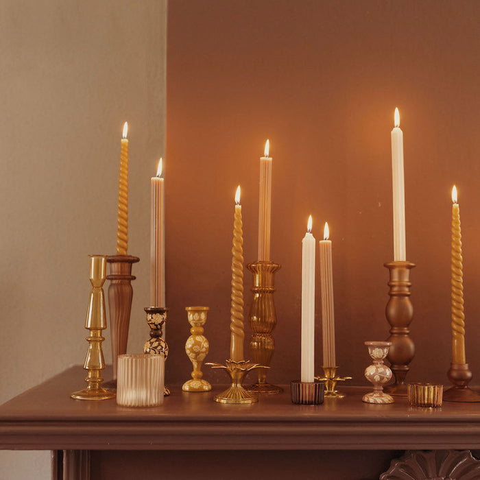 À la Kandelaar met Bloemenprint - L - Mosterd