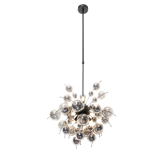 QAZQA Design hanglamp zwart met glas smoke 8-lichts - Explode