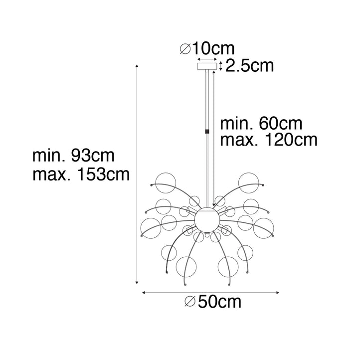 QAZQA Design hanglamp zwart met glas smoke 8-lichts - Explode
