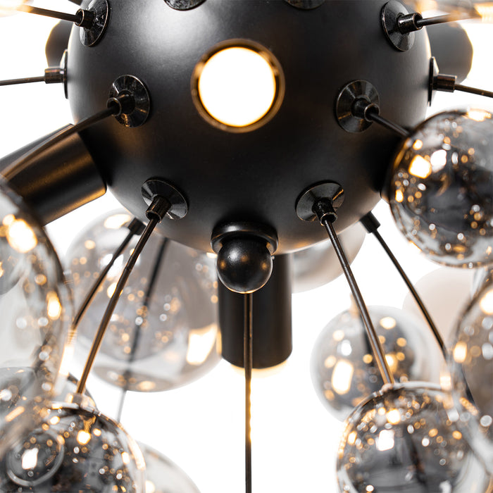 QAZQA Design hanglamp zwart met glas smoke 8-lichts - Explode