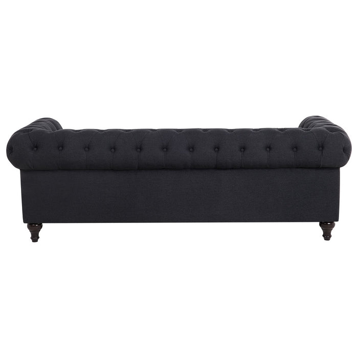 Beliani - CHESTERFIELD - Driezitsbank - Grafietgrijs - Polyester