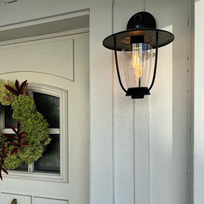 QAZQA Moderne buiten wandlamp zwart met helder glas - Khana