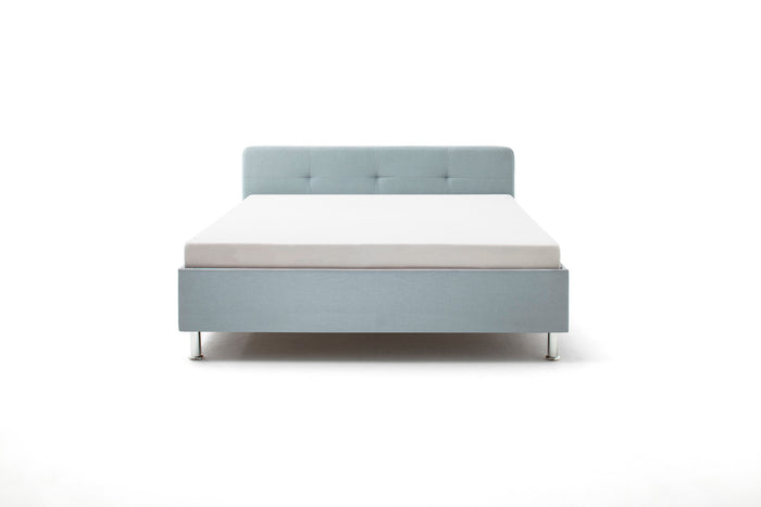 Hioshop Amelie gestoffeerd bed 180x200 cm Ijsblauw//Chroom décor