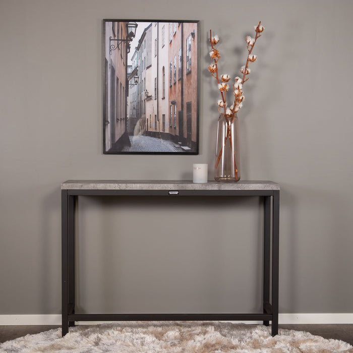 Hioshop Rise sidetable 30x110 cm beton decor, zwart.