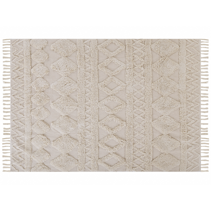 Beliani - DIDIM - Laagpolig vloerkleed - Beige - 160 x 230 cm - Katoen