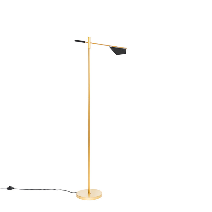 QAZQA Design vloerlamp zwart met goud - Sinem