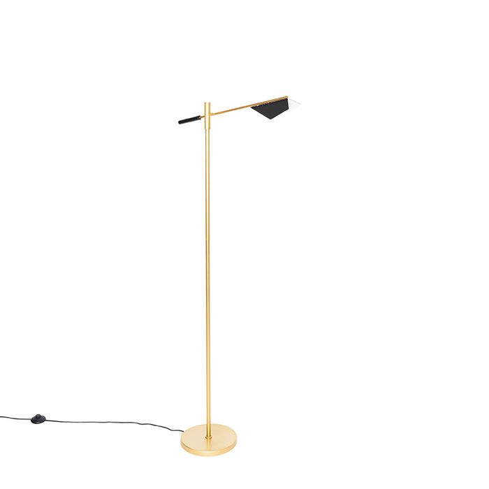 QAZQA Design vloerlamp zwart met goud - Sinem