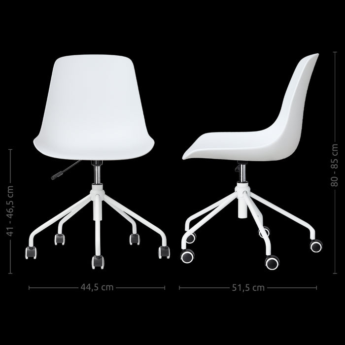 Nolon Nout-Pip Bureaustoel Wit - Kunststof - Wit Onderstel