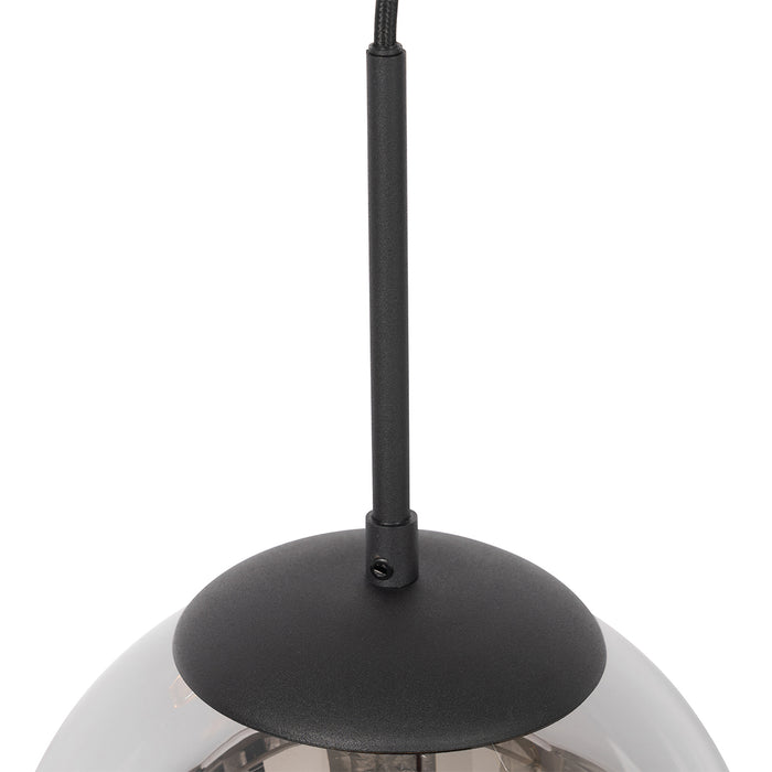 QAZQA Art Deco hanglamp zwart met smoke glas - Flore