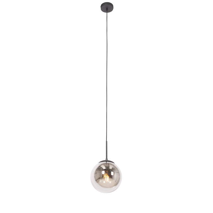 QAZQA Art Deco hanglamp zwart met smoke glas - Flore