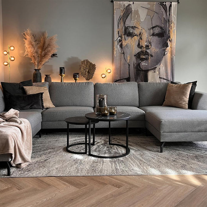 MaximaVida ronde salontafel set Firenze 58 en 45 cm - zwart HPL marmer