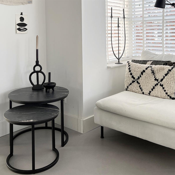 MaximaVida ronde salontafel set Firenze 58 en 45 cm - zwart HPL marmer