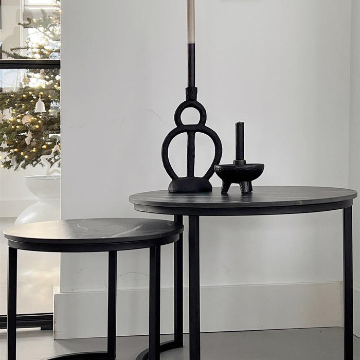 MaximaVida ronde salontafel set Firenze 58 en 45 cm - zwart HPL marmer