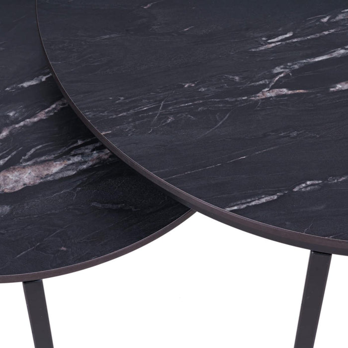MaximaVida ronde salontafel set Firenze 58 en 45 cm - zwart HPL marmer
