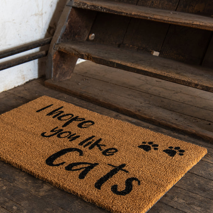 Clayre & Eef Deurmat 75x45 cm Bruin Kokos Kattenpootjes