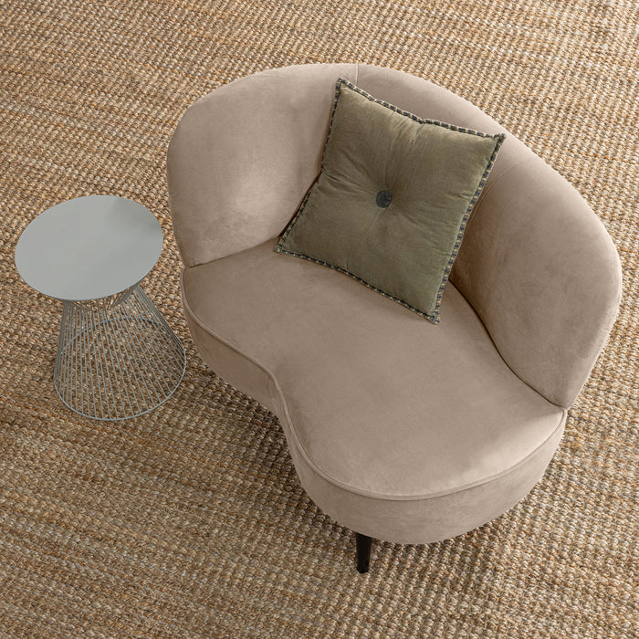 WOOOD Sara Loungefauteuil Links - Velvet - Khaki - 71x112x81