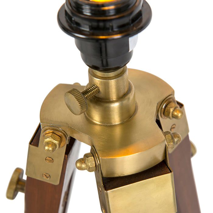 QAZQA Vloerlamp messing met kap lichtbruin 50 cm tripod - Cortin