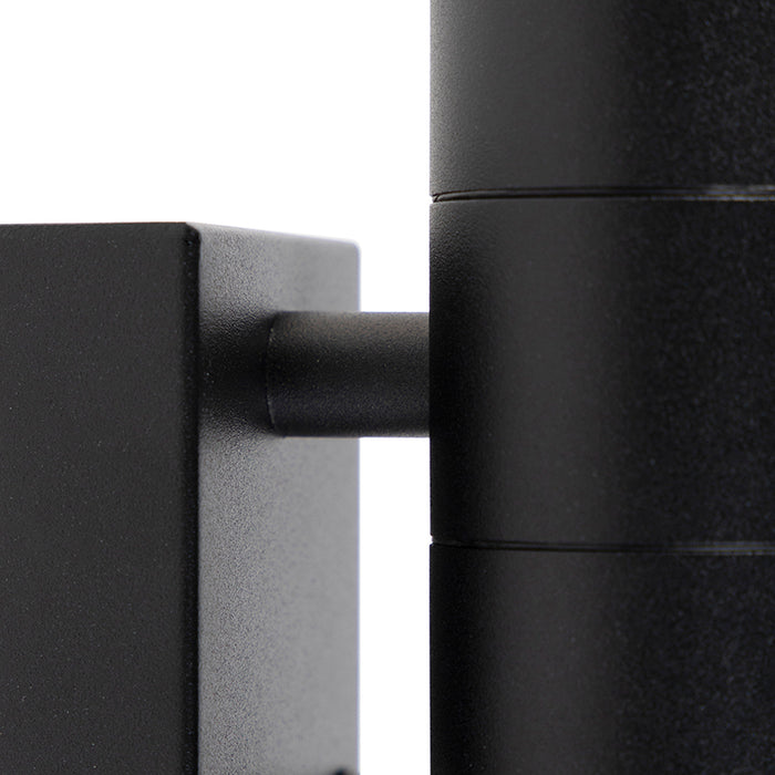 QAZQA Buiten wandlamp zwart 2-lichts IP44 met schemersensor - Duo