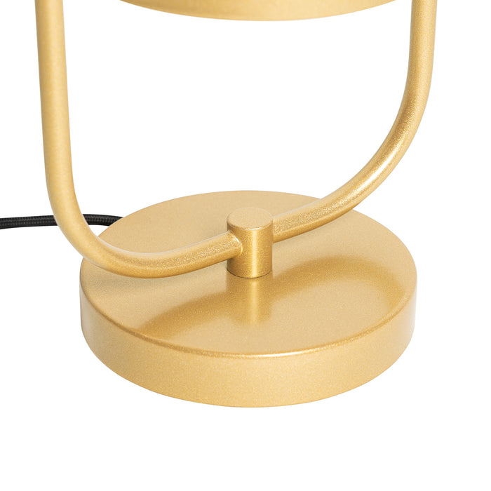 QAZQA Art deco tafellamp goud met wit glas - Isabella