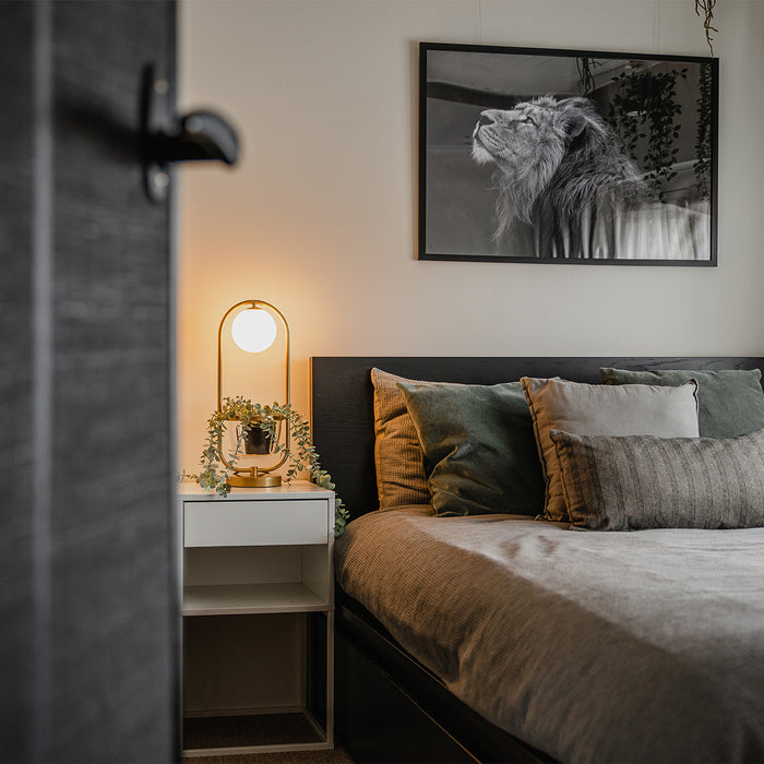 QAZQA Art deco tafellamp goud met wit glas - Isabella