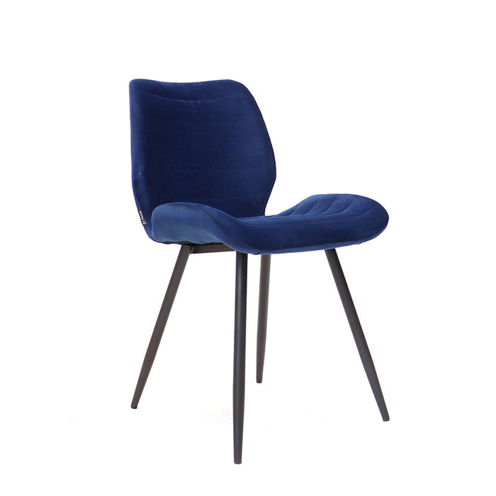 Bronx71 Velvet eetkamerstoel Toby donkerblauw - Eetkamerstoelen set
