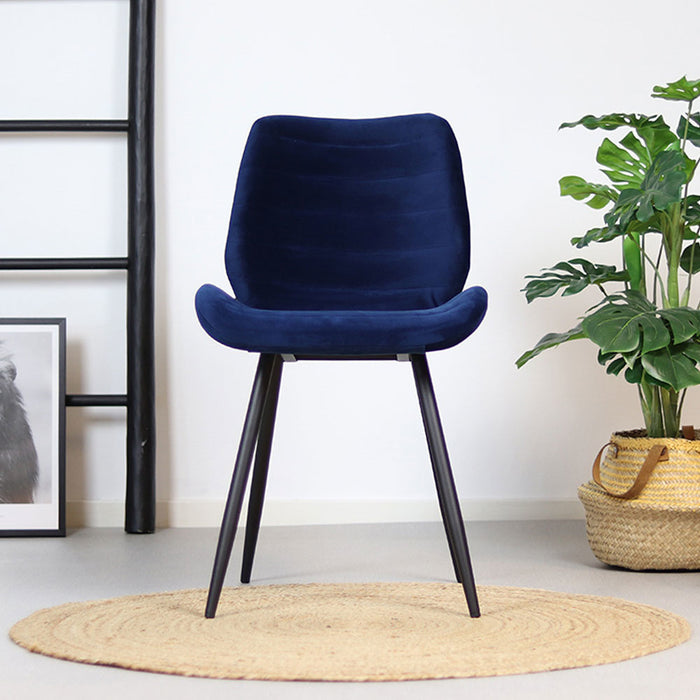Bronx71 Velvet eetkamerstoel Toby donkerblauw - Eetkamerstoelen set