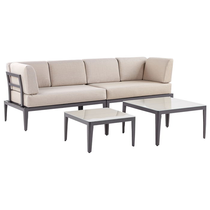 Beliani - RIMA III - Loungeset voor 6 - Beige - Polyester