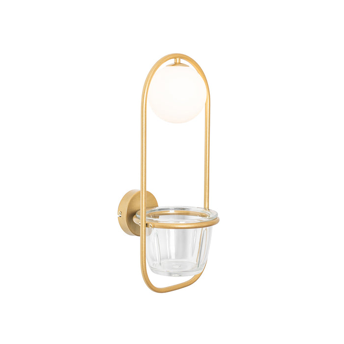 QAZQA Art deco wandlamp goud met wit glas - Isabella