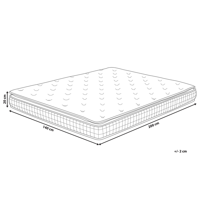 Beliani-CHARM -Traagschuimmatras medium-Wit-140 x 200 cm-Polyester